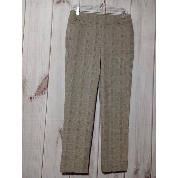 Chico's Pants Ladies Extra Small Chico's .5 Straight Leg Pull On Waist Tan Plaid - Picture 1 of 7
